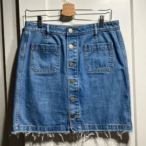 Loft EUC denim front button miniskirt